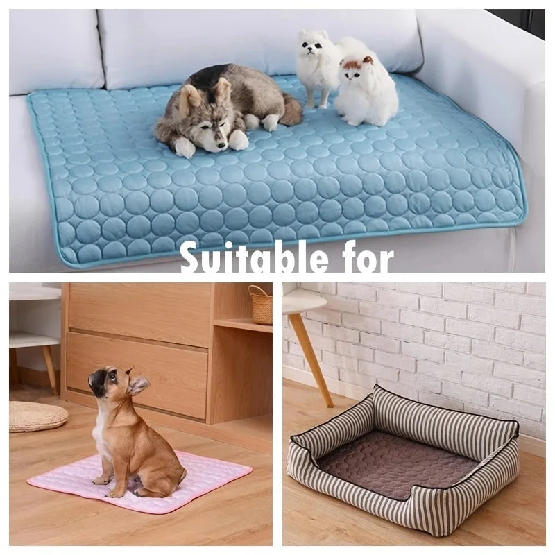 SwiftHaven self-cooling pet pad with a dog resting