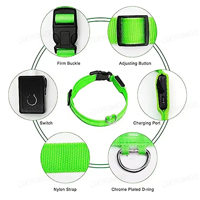 SwiftHaven luminous dog collar close-up