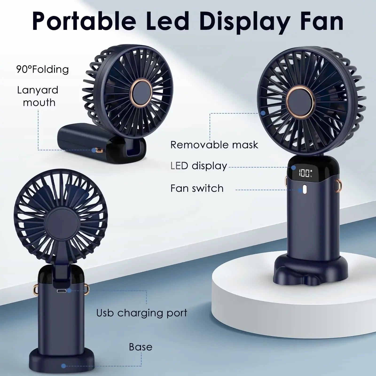 SwiftHaven foldable mini fan with phone holder
