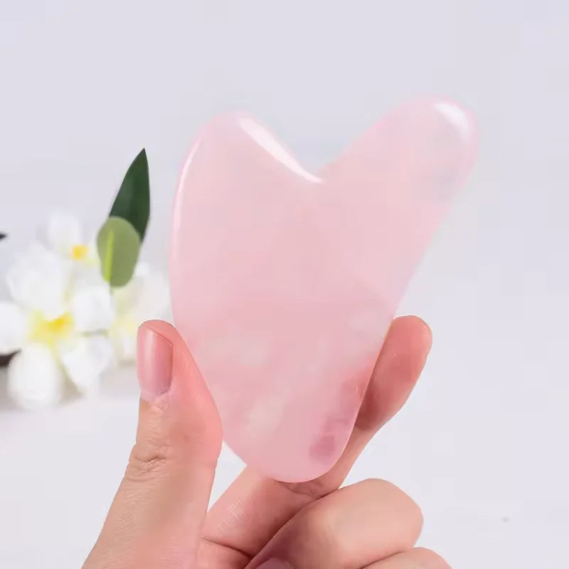 Natural Stone Jade Gouache Scraper Rose Quartz Facial Gua Sha Tools Face Lifting Massager Firm Skin Care Guasha Board Massager