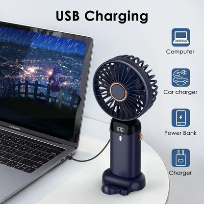 SwiftHaven neck-hanging portable fan in use