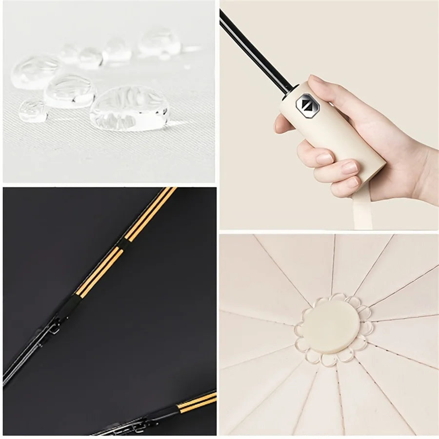 SwiftHaven UV-resistant folding umbrella in black