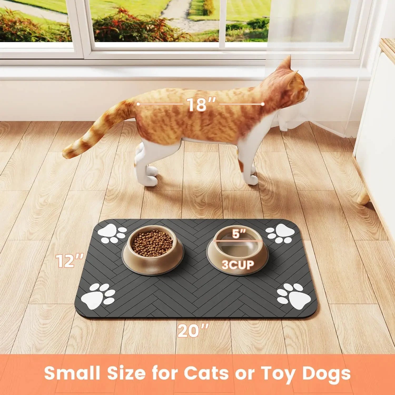 SwiftHaven waterproof pet feeding mat protecting the floor