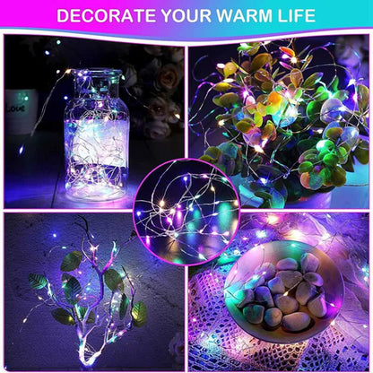 SwiftHaven LED string lights glowing at night