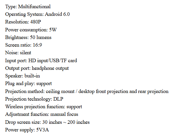Smart Android Portable Micro Projector