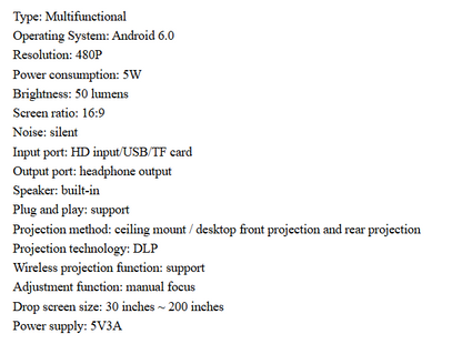Smart Android Portable Micro Projector
