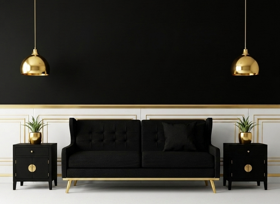 SwiftHaven hero banner - luxury black and gold interior